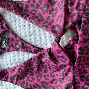 Beach Riot Raspberry Leopard Print twist top Sports Bra